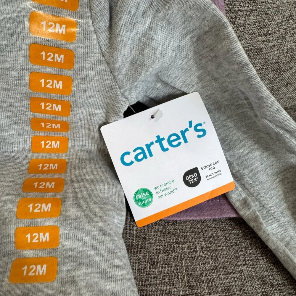 NWT Carter's Penguin Pajama Set - Gray and Purple